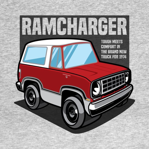 Bright Red Ramcharger (White-Based) - 1974 by jepegdesign